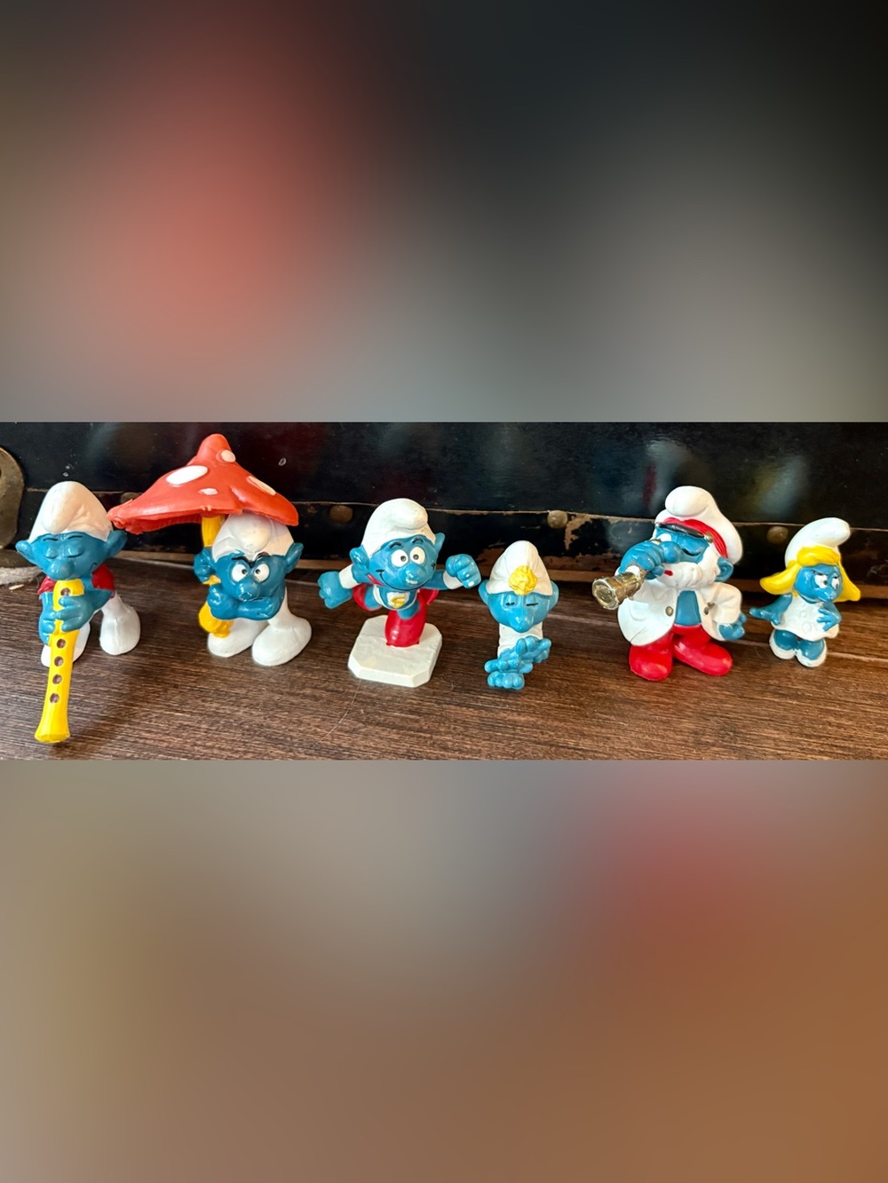 Lot of 6 1978-1981 Smurf Plastic Rubber Figures Collection Schleich PEYO Smurfs